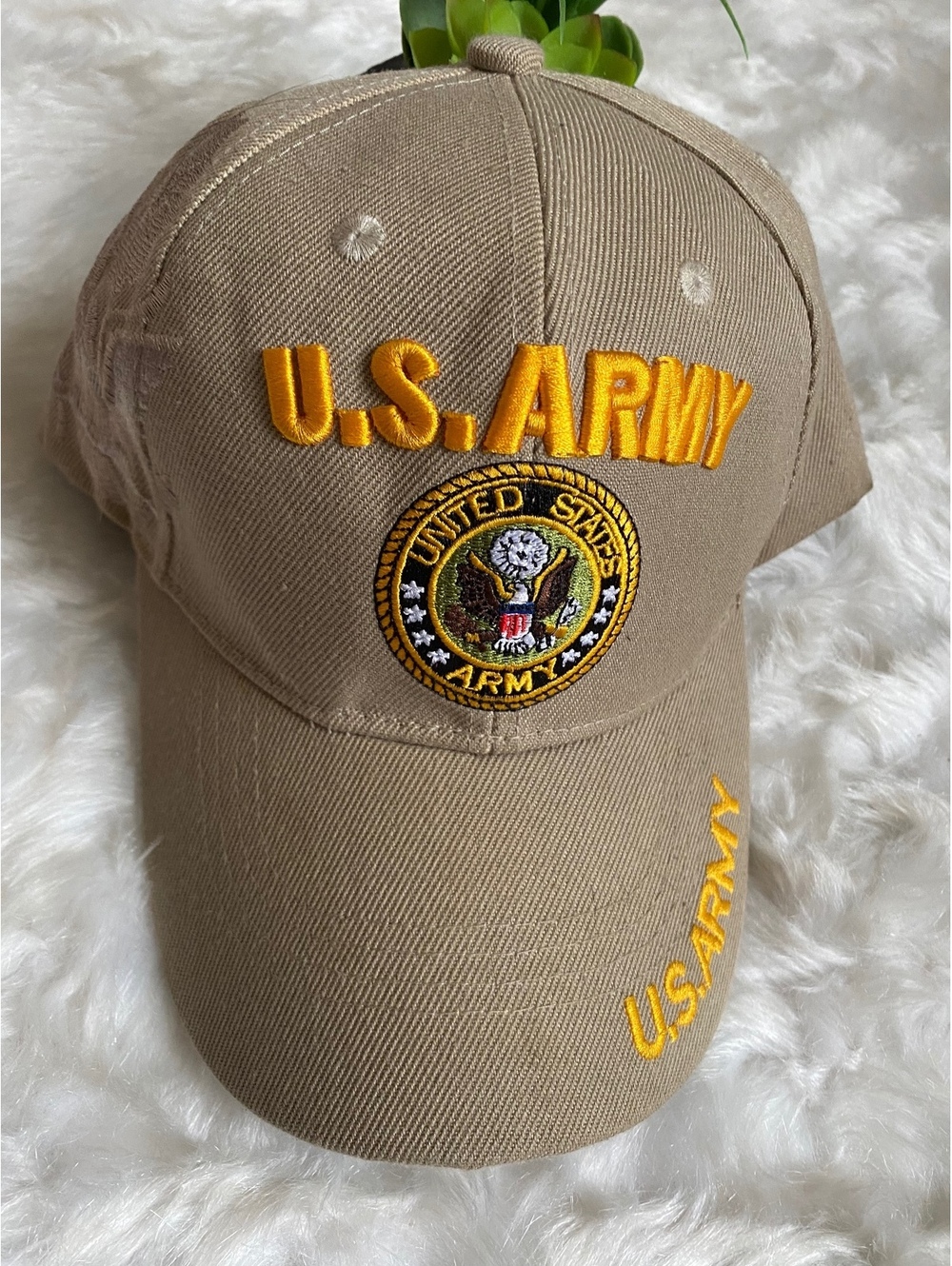 U.S. Army Embroidered Khaki Baseball Cap Hat with Adjustable